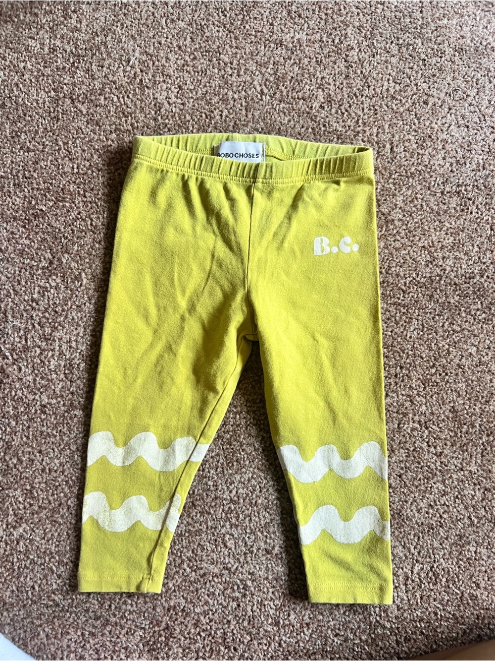 Bobo Choses Yellow Kids Leggings with Wave Print